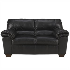 Ashley Commando Faux Leather Loveseat in Black