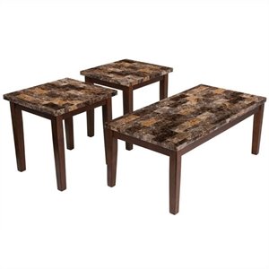 ashley furniture theo 3 piece occasional table set in warm brown