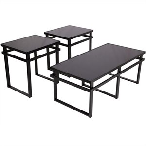 ashley furniture laney 3 piece occasional table set in black