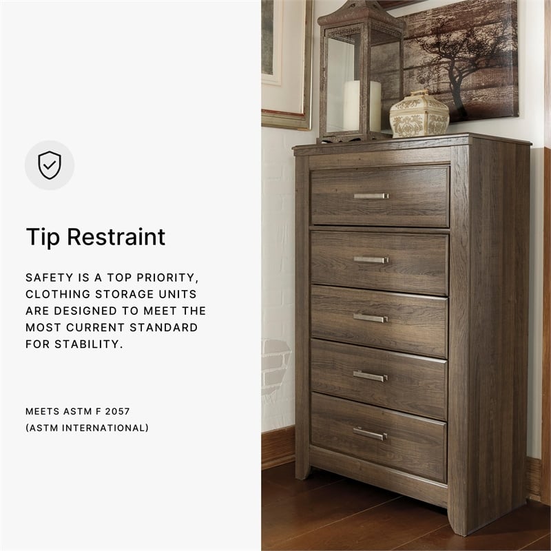 Signature Design by Ashley Juararo 5-Drawer Chest in Dark Brown