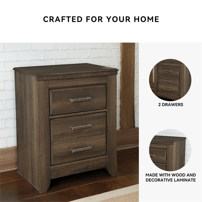 Signature Design by Ashley Juararo 2-Drawer Nightstand in Dark Brown