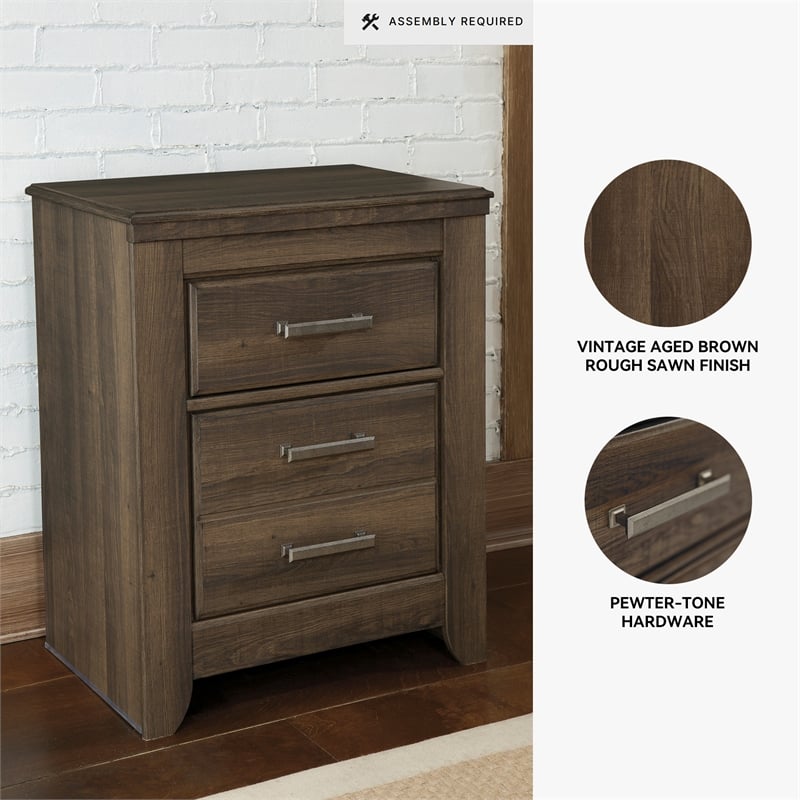 Signature Design by Ashley Juararo 2-Drawer Nightstand in Dark Brown