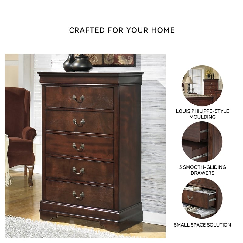 Signature Design by Ashley Alisdair 5-Drawer Chest in Warm Dark Brown