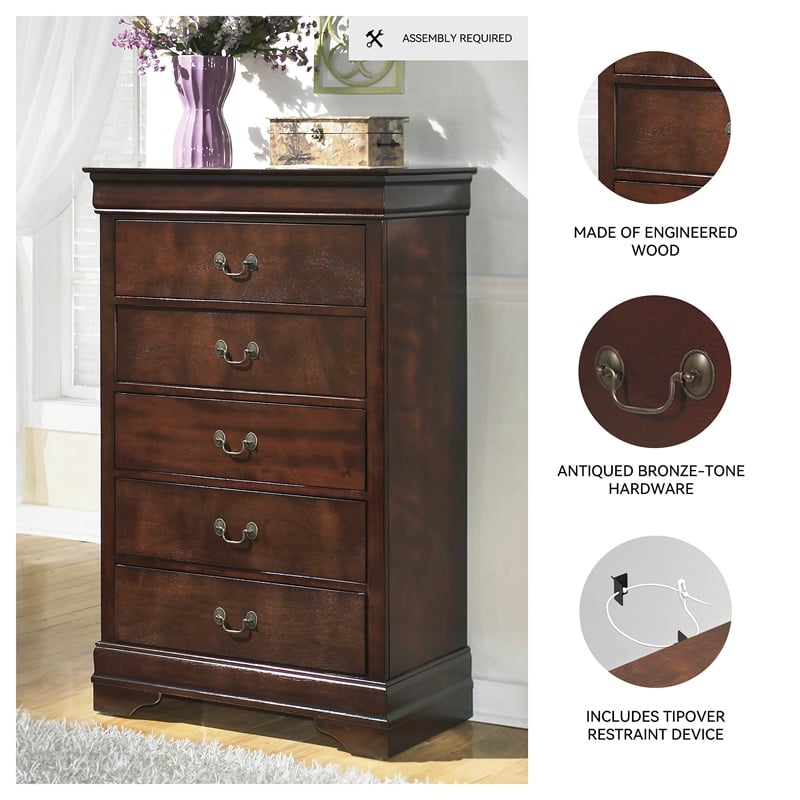 Signature Design by Ashley Alisdair 5-Drawer Chest in Warm Dark Brown