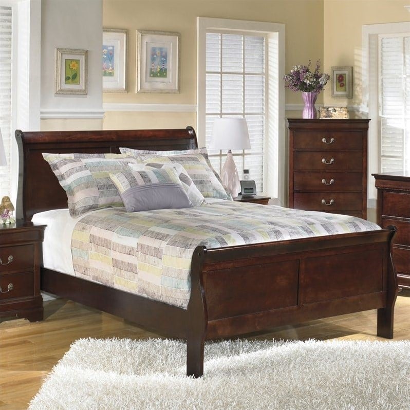 Signature Design By Ashley Alisdair Sleigh Bed In Warm Dark Brown ...