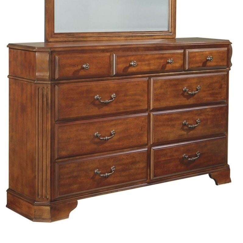 Ashley Furniture Furniture Wyatt 9 Rawer Double Dresser In Brown