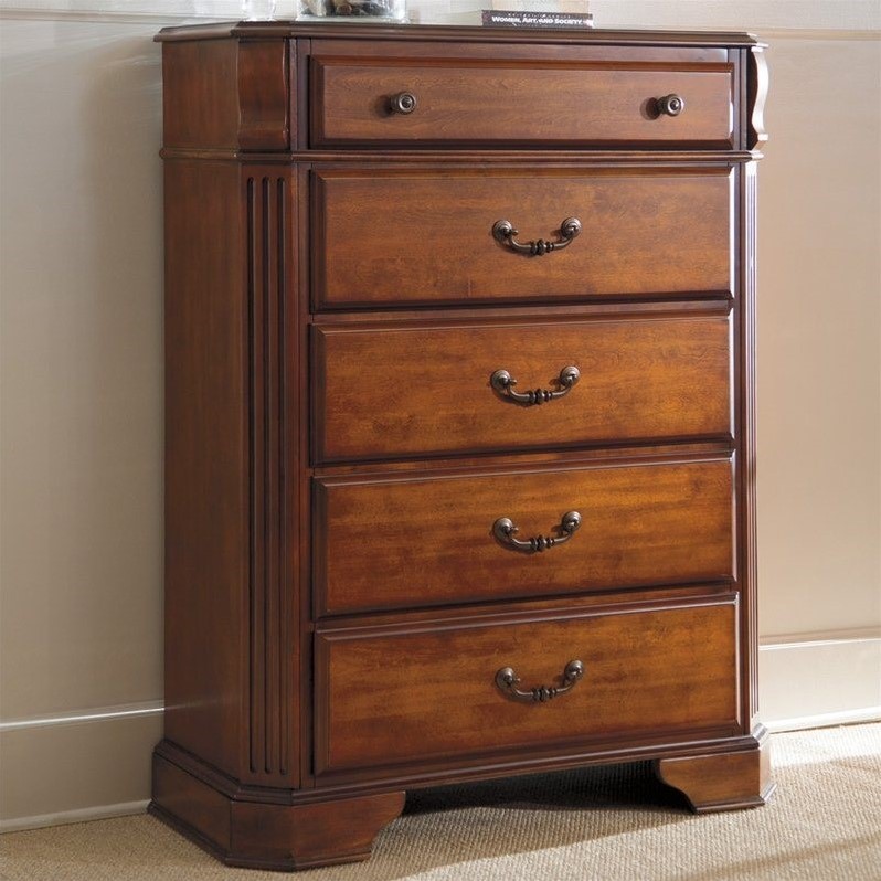 Signature Design by Ashley Furniture Wyatt 5-Drawer Chest in Reddish ...