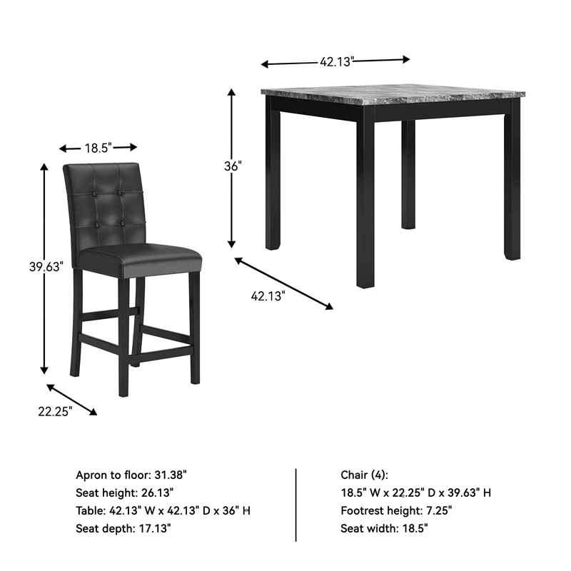 Signature Design by Ashley Maysville 5 Piece Square Counter Table Set in Black