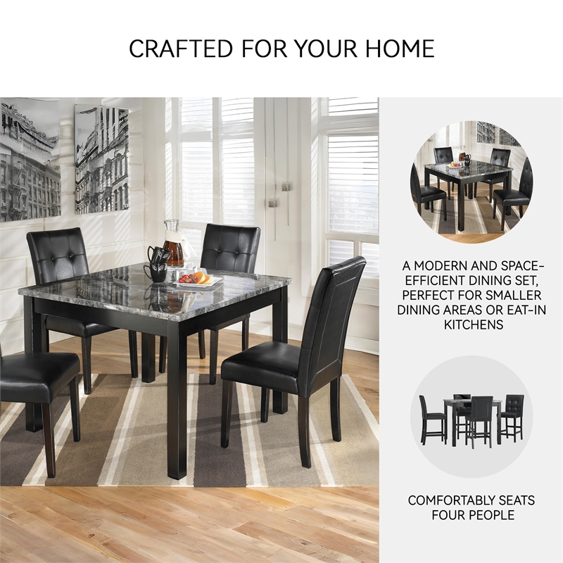 Signature Design by Ashley Maysville 5 Piece Square Counter Table Set in Black