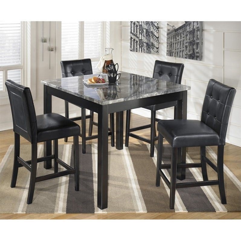 Ashley Furniture Maysville 5 Piece Square Counter Table Set In Black