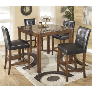 ashley furniture theo 5 piece square counter table set in warm brown