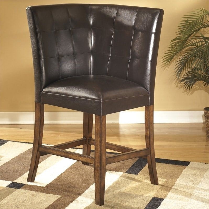 Signature Design by Ashley Furniture Lacey 40" Corner Upholstered Bar Stool in Medium Brown   D328 320