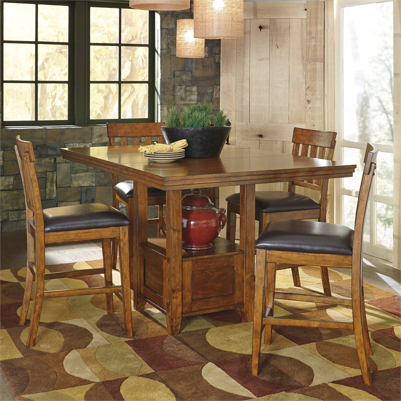 Ashley Furniture Ralene Wood Extension Counter Height Table in Brown