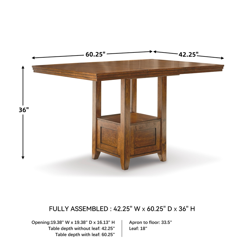 Ashley Furniture Ralene Wood Extension Counter Height Table in Brown