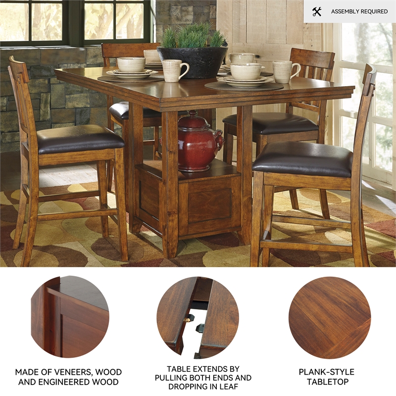 Ashley Furniture Ralene Wood Extension Counter Height Table in Brown