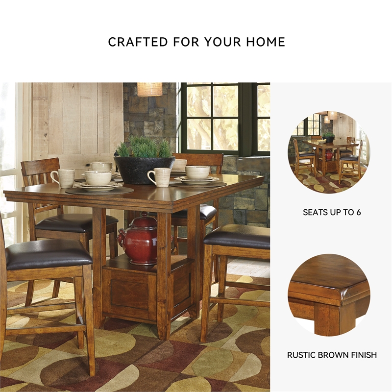 Ashley Furniture Ralene Wood Extension Counter Height Table in Brown