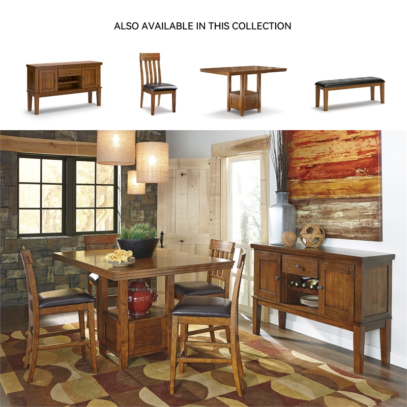 Ashley Furniture Ralene Wood Extension Counter Height Table in Brown