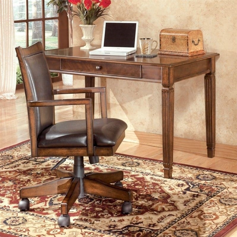 Ashley Furniture Hamlyn Small Office Leg Desk in Brown