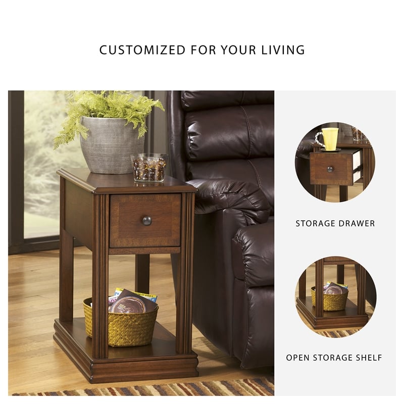 Signature Design by Ashley Furniture Breegin 1 Drawer End Table in Cherry