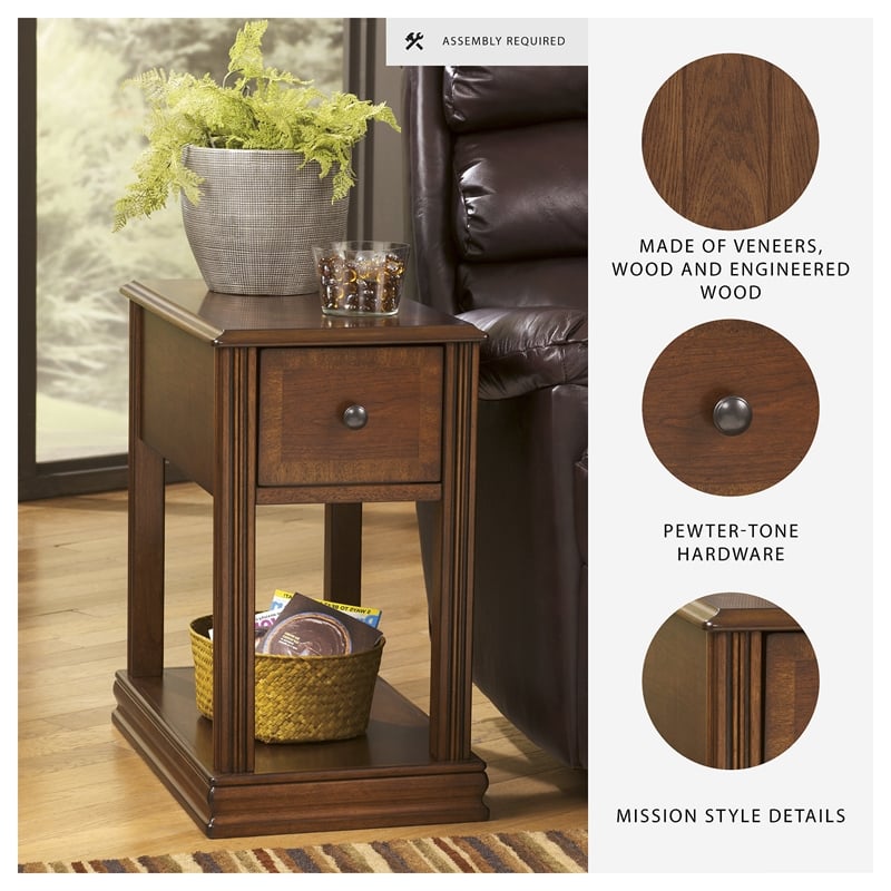 Signature Design by Ashley Furniture Breegin 1 Drawer End Table in Cherry