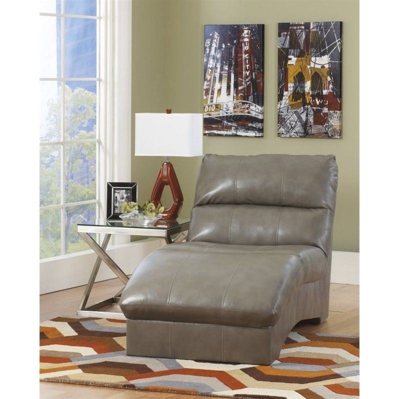 Ashley Furniture Paulie Leather Chaise in Quarry - 2700115