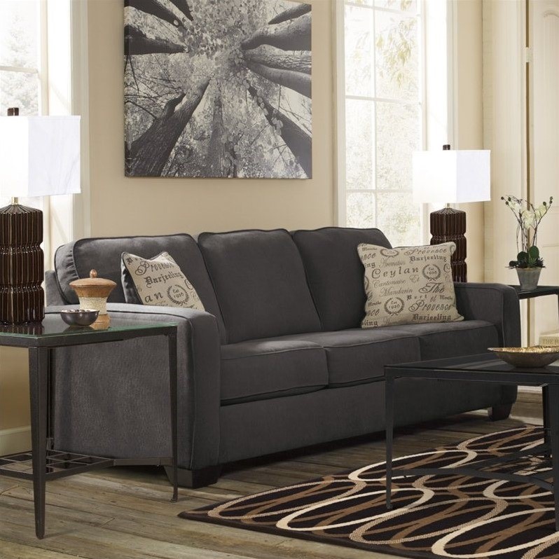 Ashley Furniture Alenya Microfiber Sofa in Charcoal 1660138