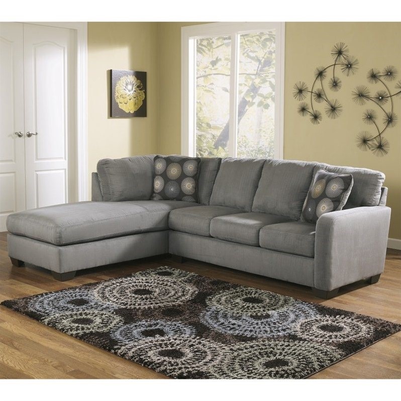 Ashley Furniture Zella Microfiber Sofa Sectional in Charcoal - 7020016