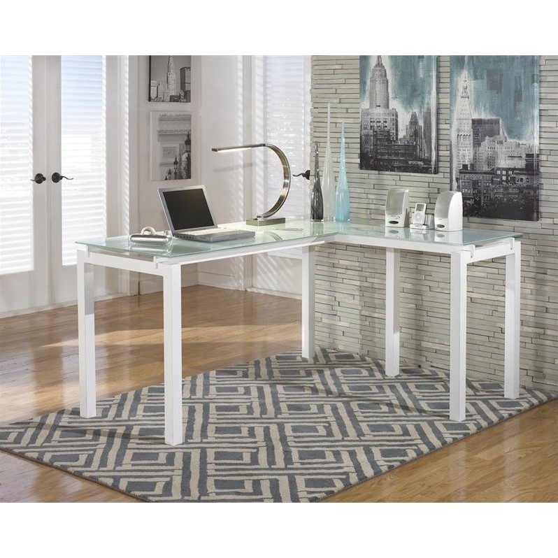 Signature Design By Ashley Baraga L Shaped Desk In White H410 24