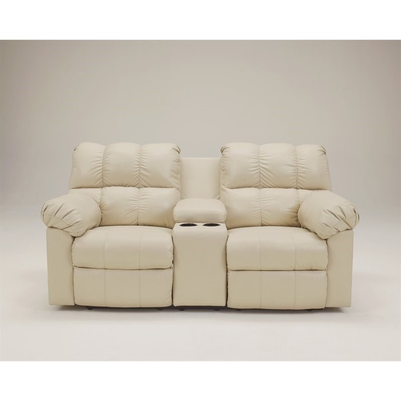 Ashley Furniture Kennard 3 Piece Leather Reclining Sectional in Cream