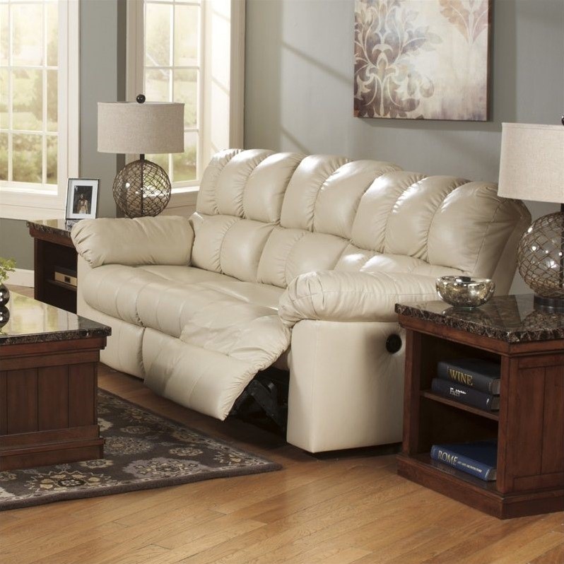 Ashley Furniture Kennard Leather Power Reclining Sofa in Cream 2900287