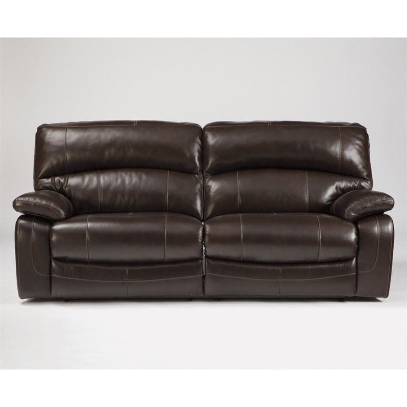 Ashley Furniture Damacio Leather Reclining Sofa in Dark Brown - U9820081