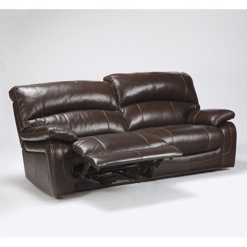 Ashley Furniture Damacio Leather Reclining Sofa in Dark 