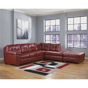 Ashley Furniture Alliston 3 Piece Leather Sectional with Ottoman