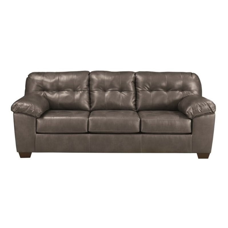 Ashley Furniture Alliston Leather Sofa in Gray  2010238