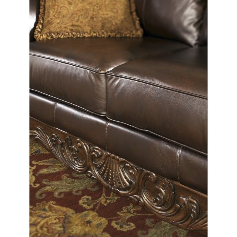 Ashley Furniture North Shore Leather Loveseat in Dark ...