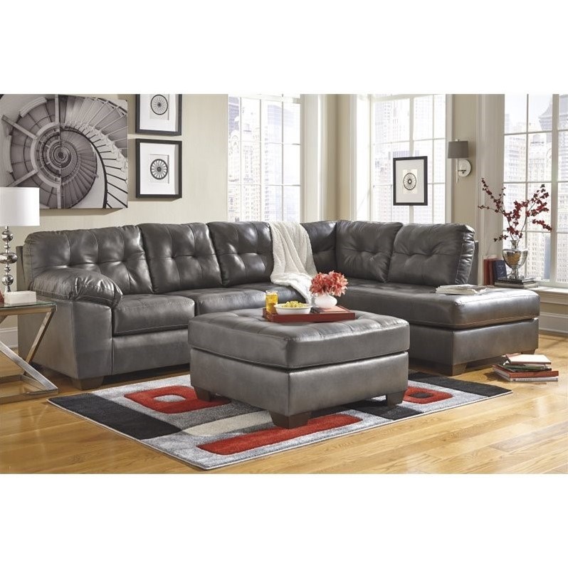 Signature Design By Ashley Alliston 2 Piece Rhf Sectional In Gray