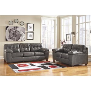 signature design by ashley alliston 2 piece leather sofa set in gray