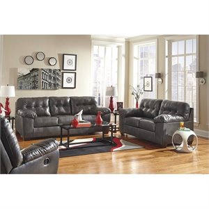 signature design by ashley alliston 3 piece leather sofa set in gray