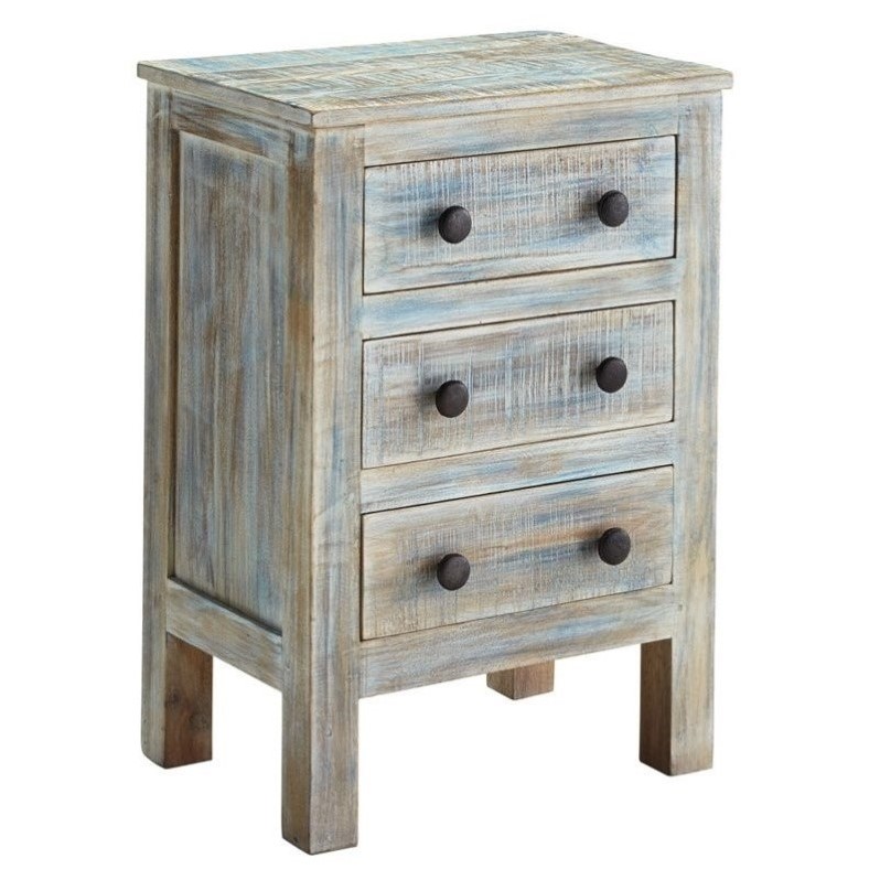 Ashley Charlowe 3 Drawer Wood Nightstand in Rustic Blue ...