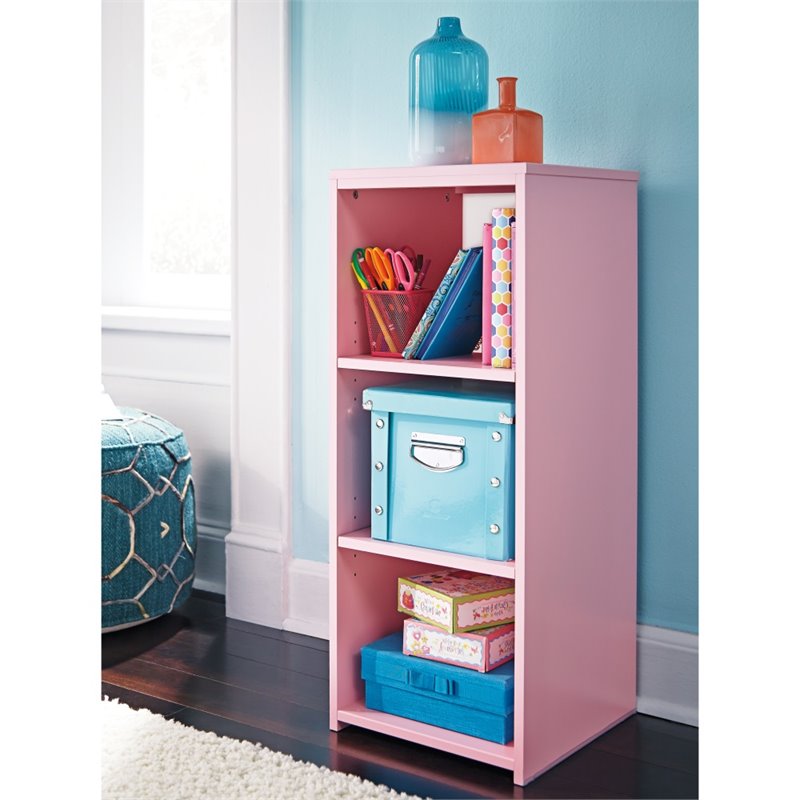 Ashley 3 Shelf Wood Bookcase in Pink B04430