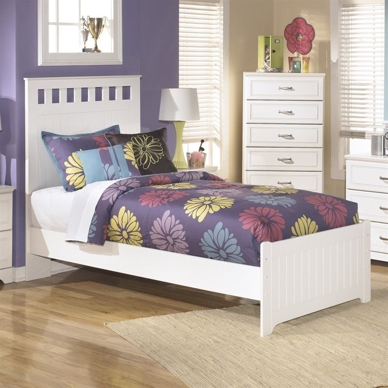 Ashley Furniture Lulu Wood Twin Panel Bed in White - B102-51-52-82-KIT