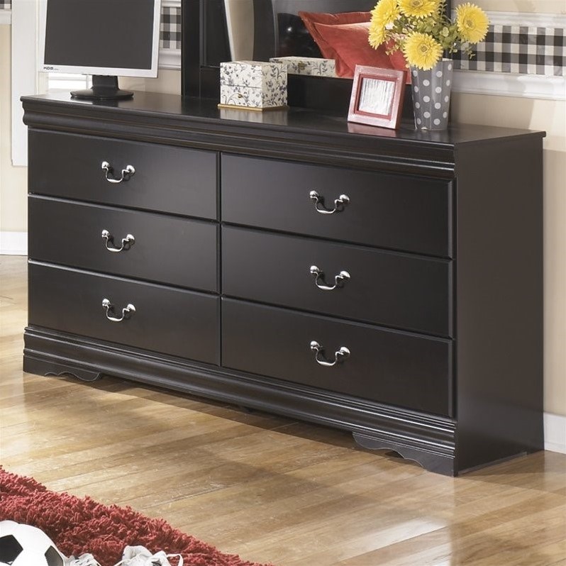 Ashley Huey Vineyards 6 Drawer Wood Double Dresser In Black B128 31