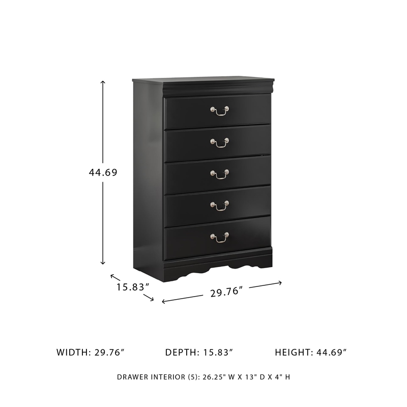 Ashley Furniture Huey Vineyards 5 Drawer Wood Chest in Black