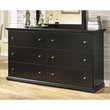 Ashley Furniture Maribel 6 Drawer Wood Double Dresser in Black