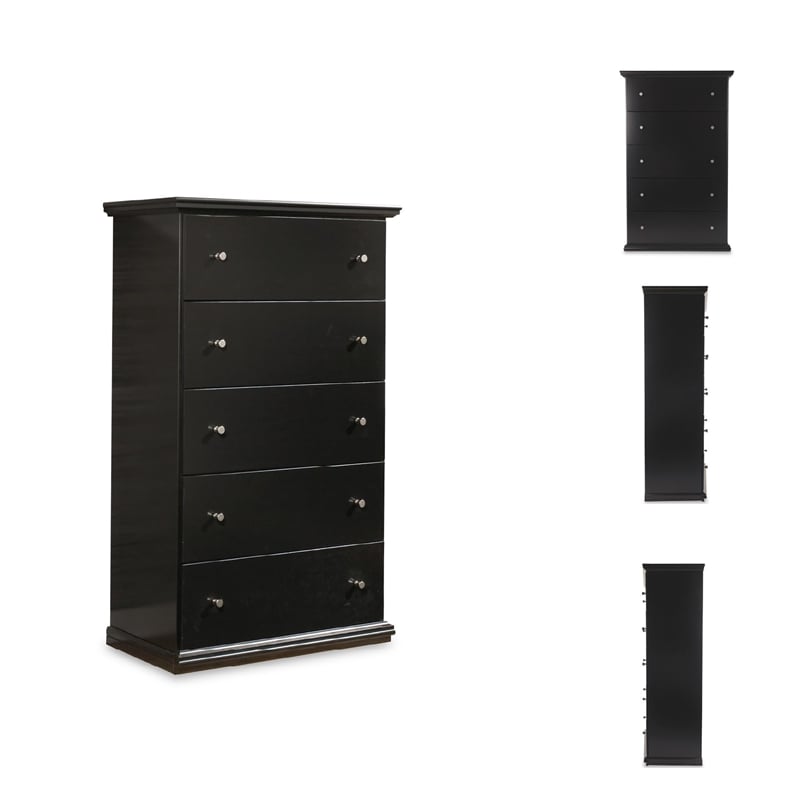 Signature Design by Ashley Maribel 5 Drawer Wood Chest in Black