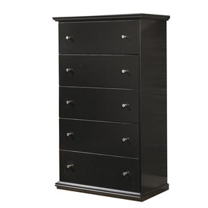 ashley furniture maribel 5 drawer wood chest in black