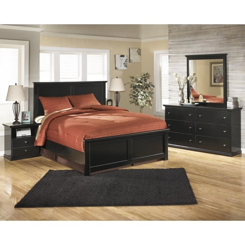 Ashley Furniture Maribel 5 Piece Wood Panel Bedroom Set In Black