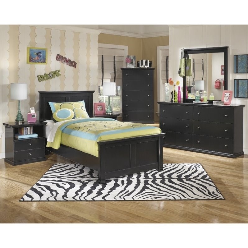 Ashley Furniture Maribel 6 Piece Wood Panel Bedroom Set In Black