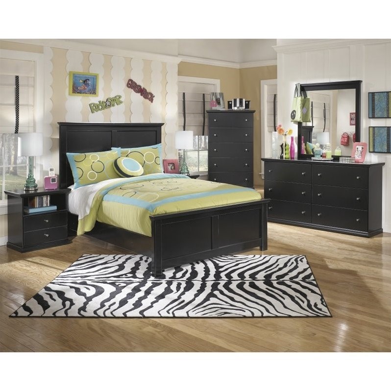 Ashley Furniture Maribel 6 Piece Wood Panel Bedroom Set In Black