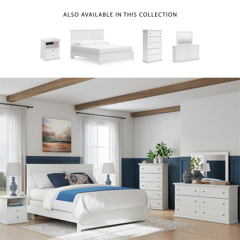 Ashley Furniture Bostwick Shoals 6 Drawer Wood Double Dresser in White